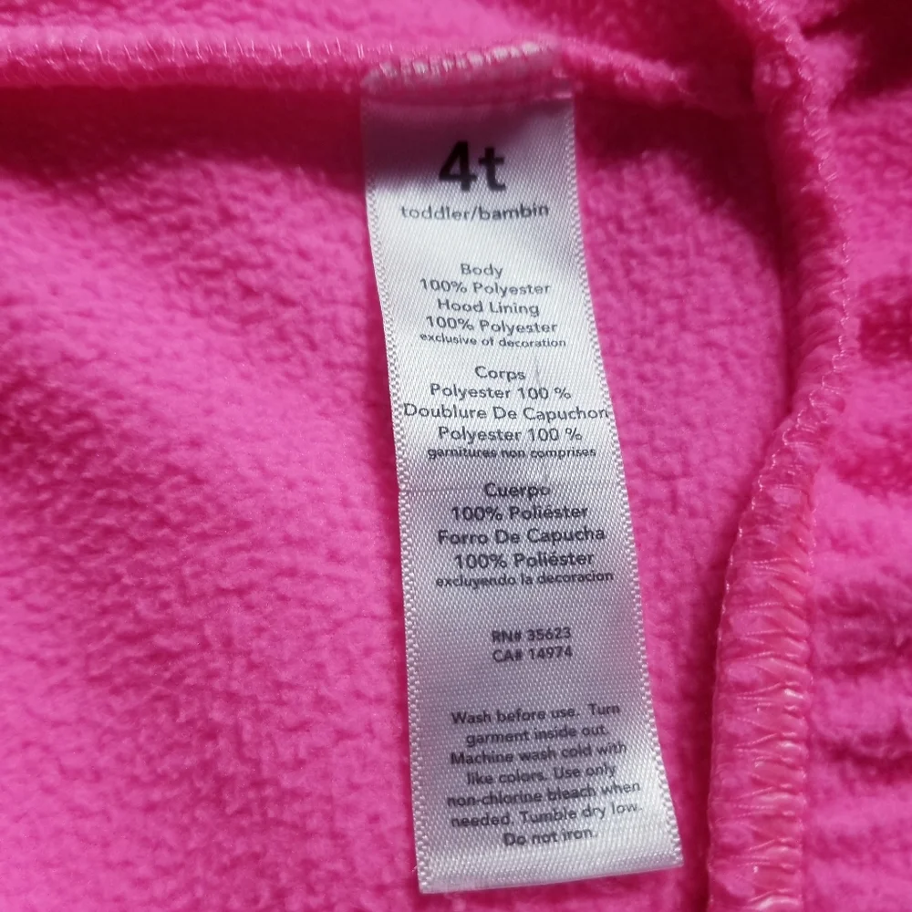 CARTERS GIRL BUTTON DOWN FLEECE HOODIE PINK WITH SILVER HEART 4T
